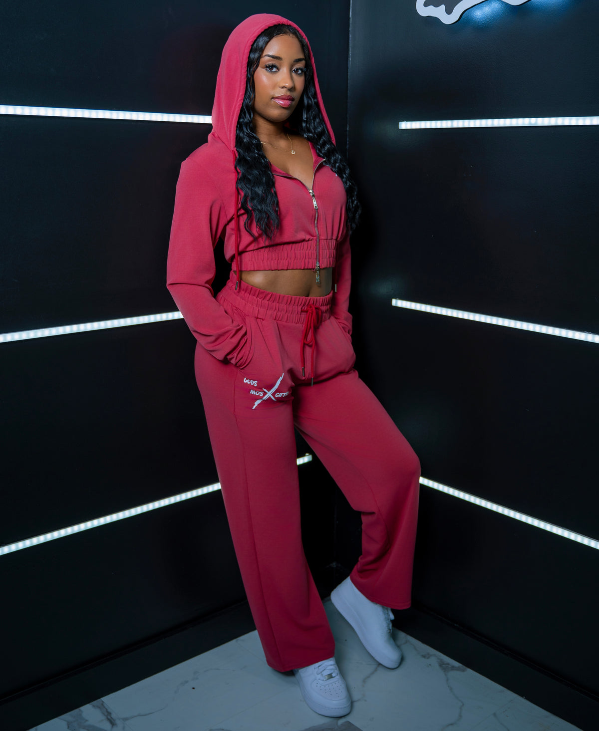 Mauve Ladies Cropped Jacket Set